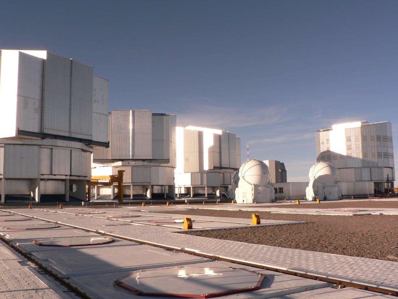 The four domes of the Very Large Telescope on Mount Paranal