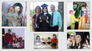 A photo collage showing different moments in the life of Vanessa Vieites.