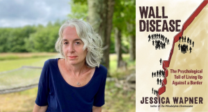 Composite image of author Jessica Wapner and the cover of her book WALL DISEASE.