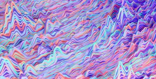 Hundreds of colorful, intersecting wavy lines