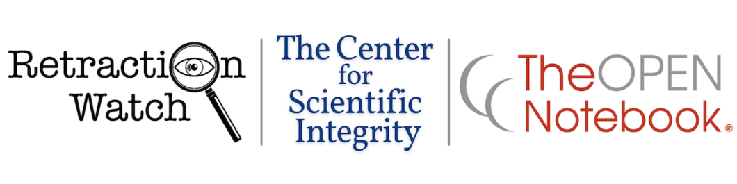 Logos for Retraction Watch, The Center for Scientific Integrity, and The Open Notebook