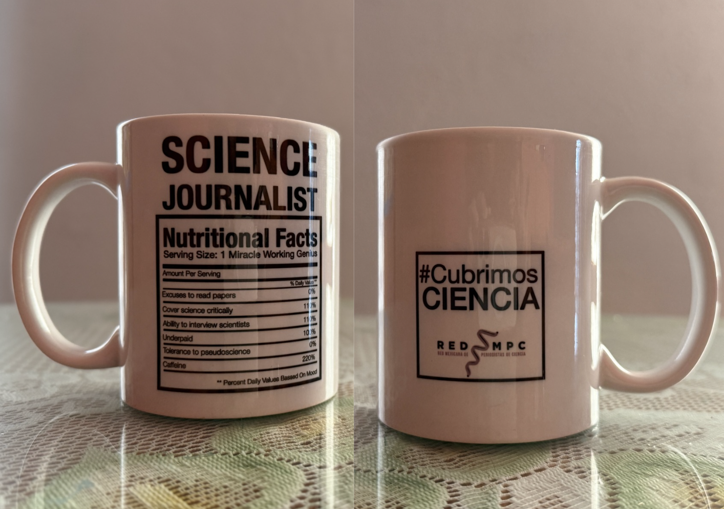 Coffee mug from the Mexican Network of Science Journalists